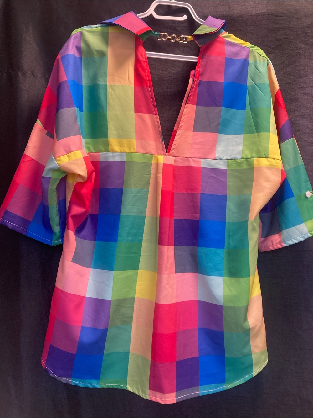 ChicMe Rainbow Color Block Shirt Dress Medium